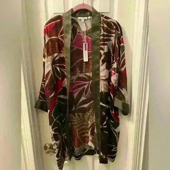 Chico's Jackets & Blazers - CHICO’S Travelers Kimono Jacket Robe NWT Burnout Jungle Floor Motif Art to Wear